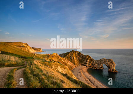 Landschaftsbild von Durdle Door auf Jurassic Coast. Stockfoto