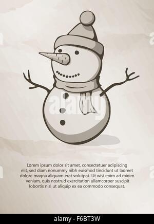 Weihnachten-Schneemann. Vintage Label, Logo, Rahmen, Broschüren. Design-Vorlagen. Vektor-Illustration. Stock Vektor