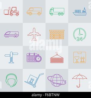 Transport-Vektor-Linie-Icon-set Stock Vektor
