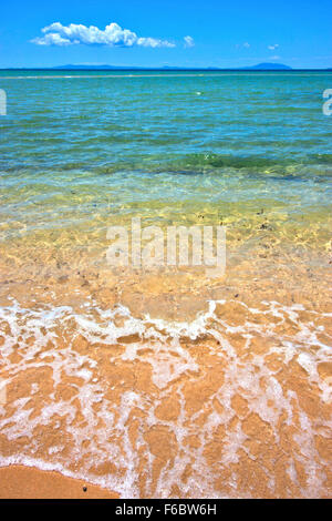 Strand Algen im Indischen Ozean neugierige werden Madagaskar Sand Insel Himmel und Schaum Stockfoto