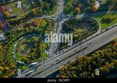 Autobahn A2 B 224, Autobahn A2, Ausfahrt, Gladbeck, Ruhrgebiet, Nord Rhein Westfalen, Deutschland, Europa, Luftaufnahme, Antenne, Antenne Stockfoto