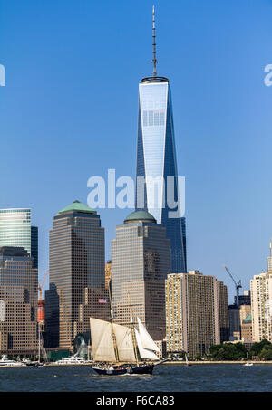 Ein World Trade Center-Blick vom Fluss Stockfoto