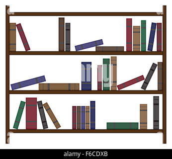 Ein Bücherregal Design mit verschiedenen Büchern, die auf einem weißen Hintergrund isoliert Stockfoto