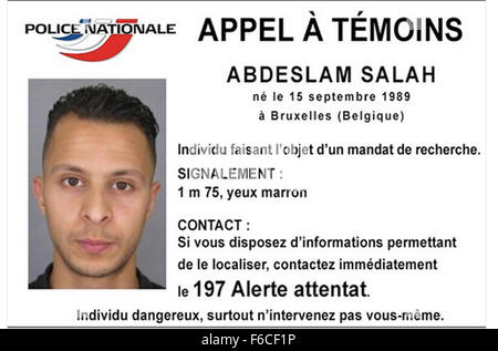 Paris, Paris, Frankreich. 15. November 2015. Der französischen Polizei Nationale über ihre eigene Website, Twitter, social Media und mehrere französische nationale Medien veröffentlicht, glaubt ein alle alert Bulletin für Abdeslam Salah, einen Verdächtigen die PN an die jüngsten Anschläge in Paris beteiligt sein, die Links über 120 Tote und mehr als 350 verletzte Menschen. © Höflichkeit Gendarmerie Nationale/ZUMA Draht/Alamy Live-Nachrichten Stockfoto