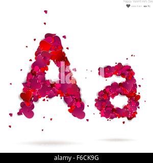 Buchstabe A, die vom Herzen gemacht. Alphabet der Liebe Stock Vektor
