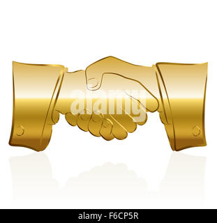 Comic: Golden Handshake-Symbol. Stockfoto
