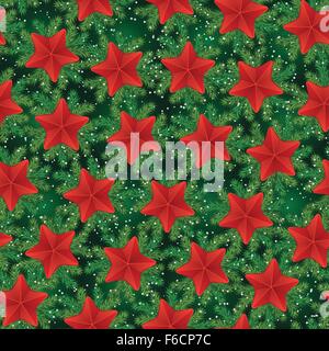 Vintage nahtlose Muster mit Tannenzweigen Baum und Sternen. Urlaubsthema Stock Vektor