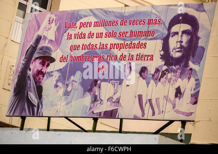 Poster mit Fidel Castro und Che Guevara, Werbeplakat, politischen Plakat, Propagandaplakat, La Habana, Havana, La Habana, Stockfoto