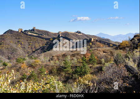 Chinesische Mauer im Abschnitt Jinshanling im Herbst Stockfoto