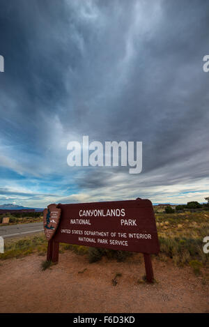 Canyonlands Nationalpark Eingang Zeichen Moab Utah Vereinigte Staaten Stockfoto