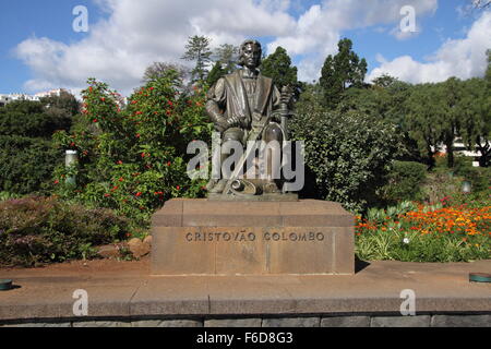 Denkmal von Christoph Kolumbus in Funchal Stockfoto