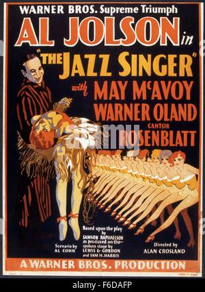 Erscheinungsdatum: 6. Oktober 1927 Film Titel: Jazz-Sänger-STUDIO: Warner Bros.-Geschäftsführer: Alan Crosland PLOT: der Sohn eines jüdischen Kantors muss seinem Vater trotzen, um seinen Traum des Werdens ein jazz-Sängerin zu verfolgen.   Im Bild: Filmplakat (Bild Kredit: C Warner Bros Firma Bilder) Stockfoto