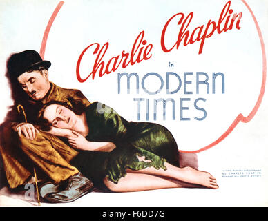 Datum der Freigabe: 25. Februar 1936. FILMTITEL: Neuzeit. STUDIO: Charles Chaplin-Produktionen. PLOT: Chaplins letzter "stiller" Film, voller Sound-Effekte, wurde gemacht, als alle anderen Tonfilm machte. Charlie stellt sich gegen die moderne Gesellschaft das Maschinenzeitalter (Credit Bild: Entertainment Bilder) Stockfoto