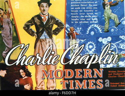 Datum der Freigabe: 25. Februar 1936. FILMTITEL: Neuzeit. STUDIO: Charles Chaplin-Produktionen. PLOT: Chaplins letzter "stiller" Film, voller Sound-Effekte, wurde gemacht, als alle anderen Tonfilm machte. Charlie stellt sich gegen die moderne Gesellschaft das Maschinenzeitalter (Credit Bild: Entertainment Bilder) Stockfoto