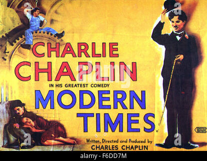 Datum der Freigabe: 25. Februar 1936. FILMTITEL: Neuzeit. STUDIO: Charles Chaplin-Produktionen. PLOT: Chaplins letzter "stiller" Film, voller Sound-Effekte, wurde gemacht, als alle anderen Tonfilm machte. Charlie stellt sich gegen die moderne Gesellschaft das Maschinenzeitalter (Credit Bild: Entertainment Bilder) Stockfoto