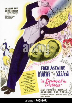 VERÖFFENTLICHT: 19. November 1937 - Film Originaltitel: eine Jungfrau in Nöten - im Bild: FRED ASTAIRE als Jerry Halliday, GEORGE BURNS als George und GRACIE ALLEN: Gracie, Filmplakat. Stockfoto