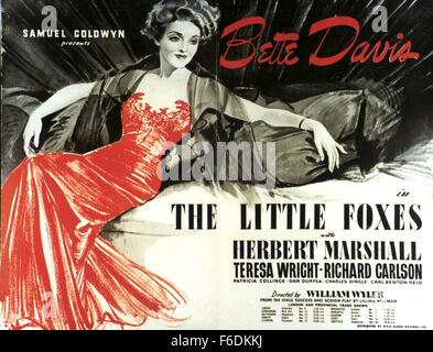 Datum der Freigabe: 21. August 1941. FILMTITEL: Die kleinen Füchse. STUDIO: Samuel Goldwyn Company, die. PLOT:. Im Bild: BETTE DAVIS als Regina Giddens. Stockfoto