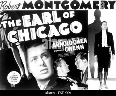 Datum der Freigabe: 5. Januar 1940. FILMTITEL: Der Earl of Chicago. STUDIO: Metro-Goldwyn-Mayer (MGM). PLOT: Seidig umgezogen immer Alkohol. Verbot schmuggelte er es aus Kanada, aber jetzt, dass es legal ist, produziert er seine eigene Marke. Vor sieben Jahren schickte er Doc ins Gefängnis, weil Doc ein ehrlicher Mann war. Nun, da er raus ist, will Silky einen ehrlichen Mann als seinen general Manager. Kommt ein englischer Anwalt um zu zeigen, dass Silky der neue Earl Gorley ist, sieht Doc seine Chance, Silky aus dem Weg zu bekommen. Aber Silky nimmt Doc mit ihm nach England zu sehen, seinen Besitz zu verkaufen und die th Stockfoto