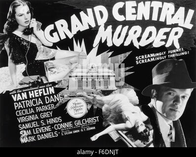 VERÖFFENTLICHT: 23. Mai 1942 - Film Originaltitel: Grand Central Mord. Bild: Zusammengesetzte Kunst für die Film-Karte. Stockfoto