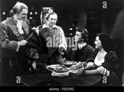 Erscheinungsdatum: 28. November 1948. FILMTITEL: entführt. STUDIO: Lindsley Parsons Bild. PLOT:. Im Bild: DAN Herlihy als Alan Breck, RODDY MCDOWALL als David Balfour und SUE ENGLAND als Aileen Fairlie. Stockfoto