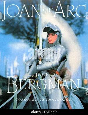 Datum der Freigabe: 22. Dezember 1948. FILMTITEL: Jeanne d ' Arc. STUDIO: Sierra Bilder (II). PLOT: Im fünfzehnten Jahrhundert ist Frankreich besiegt und zerstörten Nation nach einem hundertjährigen Krieg gegen England. Die vierzehn Jahre alt behauptet Bauernmädchen Jeanne d ' Arc, Stimmen vom Himmel bittet, Gottes Armee gegen Orleans führen und Krönung der schwachen Dauphin Karl VII. als König von Frankreich zu hören. Joan sammelt die Menschen mit ihrem Glauben, eine Armee und Eroberer Orleans bildet. Wenn ihre Armee zum Angriff Paris bereit ist, die korrupte Charles seines Landes nach England verkauft und die Armee zu entlassen. Joan verhaftet Stockfoto