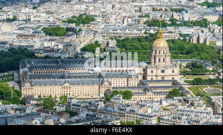 Les Invalides, Blick vom Eiffelturm, Paris, Ile de France, Frankreich Stockfoto