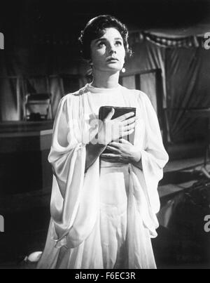 7. Juli 1960; Hollywood, Kalifornien, USA; Schauspielerin JEAN SIMMONS Stars wie Schwester Sharon Falkner in Richard Brooks inszenierte Drama, "Elmer Gantry" basiert auf dem Roman von Sinclair Lewis. Stockfoto