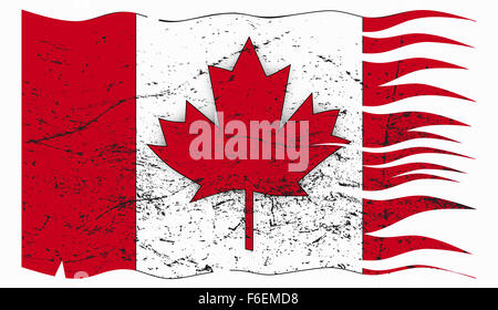 Ein wellig und grunged kanadische Flaggendesign isoliert auf weißem Hintergrund Stockfoto
