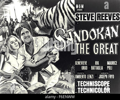 Erscheinungsdatum: Mai 1965. FILMTITEL: Sandokan der große. STUDIO: Ocean Filme. PLOT:. Im Bild: STEVE REEVES als Sandokan und GENEVIEVE GRAD als Mary Ann. Stockfoto