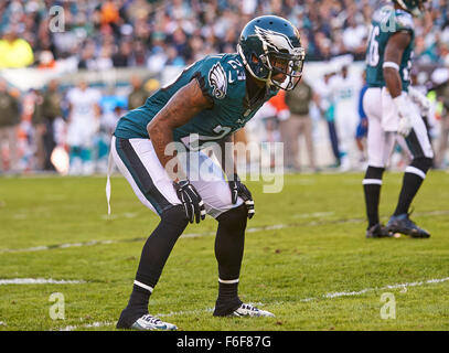 17. November 2015 - Philadelphia, Pennsylvania, USA - Eagles' Cornerback Nolan Carroll (23) während NFL Aktion zwischen den Miami Dolphins und den Philadelphia Eagles am Lincoln Financial Field in Philadelphia, Pennsylvania. Die Delphine besiegte die Adler 20-19. Duncan Williams/CSM Stockfoto