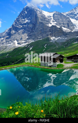 Die Nordwand des Eiger (3970m). Stockfoto