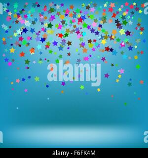 Reihe von bunten Sternen am azurblauen Hintergrund Stock Vektor