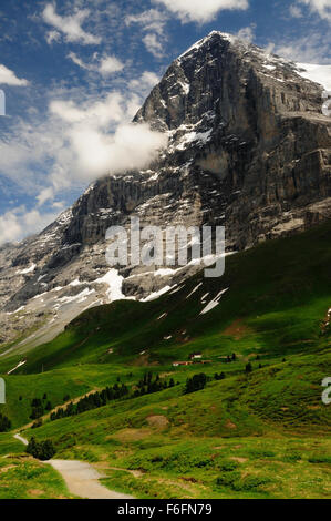 Die Nordwand des Eiger (3970m). Stockfoto