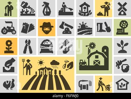 Bauernhof Icons set Stock Vektor