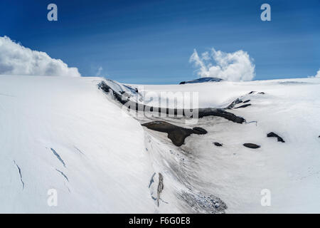 Gigjokull Gletscher, ist Eyjafjallajokull Vulkan unter dem Schnee, Island Stockfoto