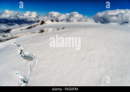 Gigjokull Gletscher, ist Eyjafjallajokull Vulkan unter dem Schnee, Island Stockfoto