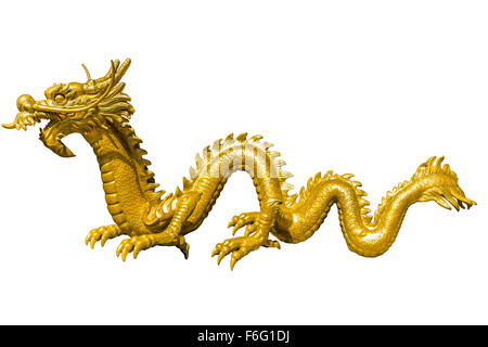 Riesigen goldenen chinesischen Drachen auf isolieren Hintergrund Stockfoto