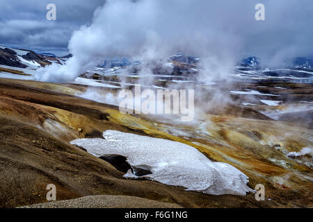 Geothermalen Gebieten, Hrafntinnusker, Hochland Island Stockfoto