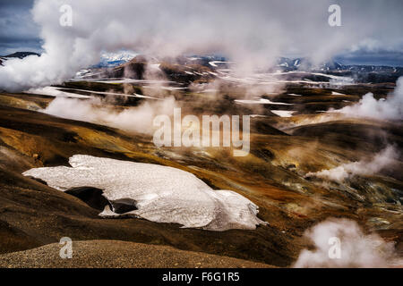 Geothermalen Gebieten, Hrafntinnusker, Hochland Island Stockfoto