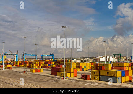 Container im Hafen von Civitavecchia Italien Stockfoto