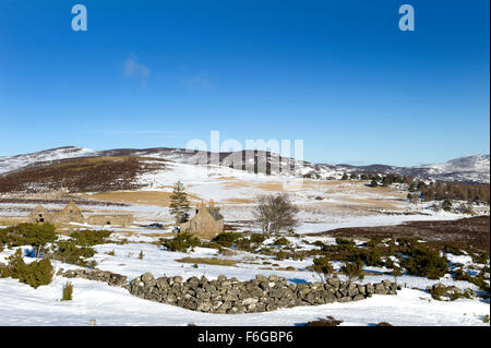 Blick auf die verlassenen Bauernhof anstelle von Blairglass in Glen gairn Stockfoto