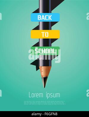 Bleistift-Band-Banner. Zurück zur Schule. Stock Vektor