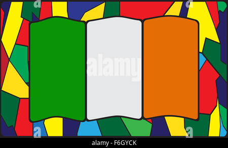 Ein Irland Flaggendesign auf ein Glasfenster Stockfoto