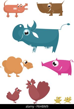 Cartoon Funny Farm-Tiere Stock Vektor