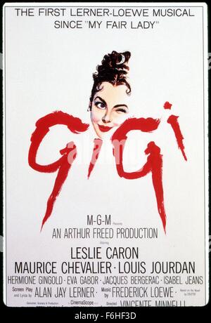 Filmtitel 1958: GIGI, Regie: VINCENTE MINNELLI, Studio: MGM, abgebildet: 1958, AWARDS - Akademie, das beste Bild, VINCENTE MINNELLI, OSCAR Poster, Plakat Kunst, Zwinkern, OSCAR RETRO. (Bild Kredit: SNAP) Stockfoto