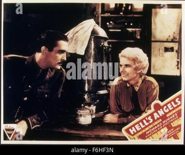 1930, film Title: HELLS ANGELS, Regisseur: HOWARD HUGHES, abgebildet: DOUGLAS GILMORE, JEAN HARLOW. (Bild Kredit: SNAP) Stockfoto