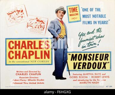 1947, Filmtitel: MONSIEUR VERDOUX, Regie: CHARLES CHAPLIN, Studio: UA, im Bild: CHARLES CHAPLIN. (Bild Kredit: SNAP) Stockfoto