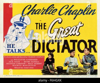 1940, Filmtitel: große Diktator, Regie: CHARLES CHAPLIN, Studio: UA, im Bild: CHARLES CHAPLIN. (Bild Kredit: SNAP) Stockfoto