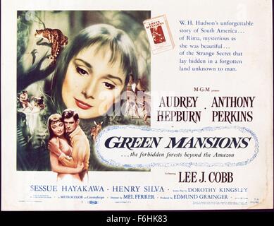 1959, Filmtitel: GREEN MANSIONS, Regie: MEL FERRER, Studio: MGM, abgebildet: 1959, AUDREY HEPBURN, ANTHONY PERKINS, Romantik. (Bild Kredit: SNAP) Stockfoto