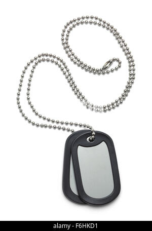 Paar Dog Tags mit textfreiraum Isolated on White Background. Stockfoto